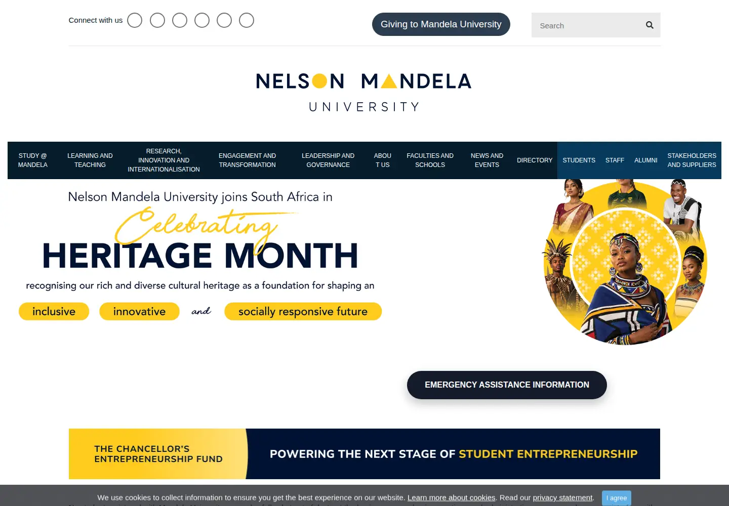 Screenshot of mandela.ac.za