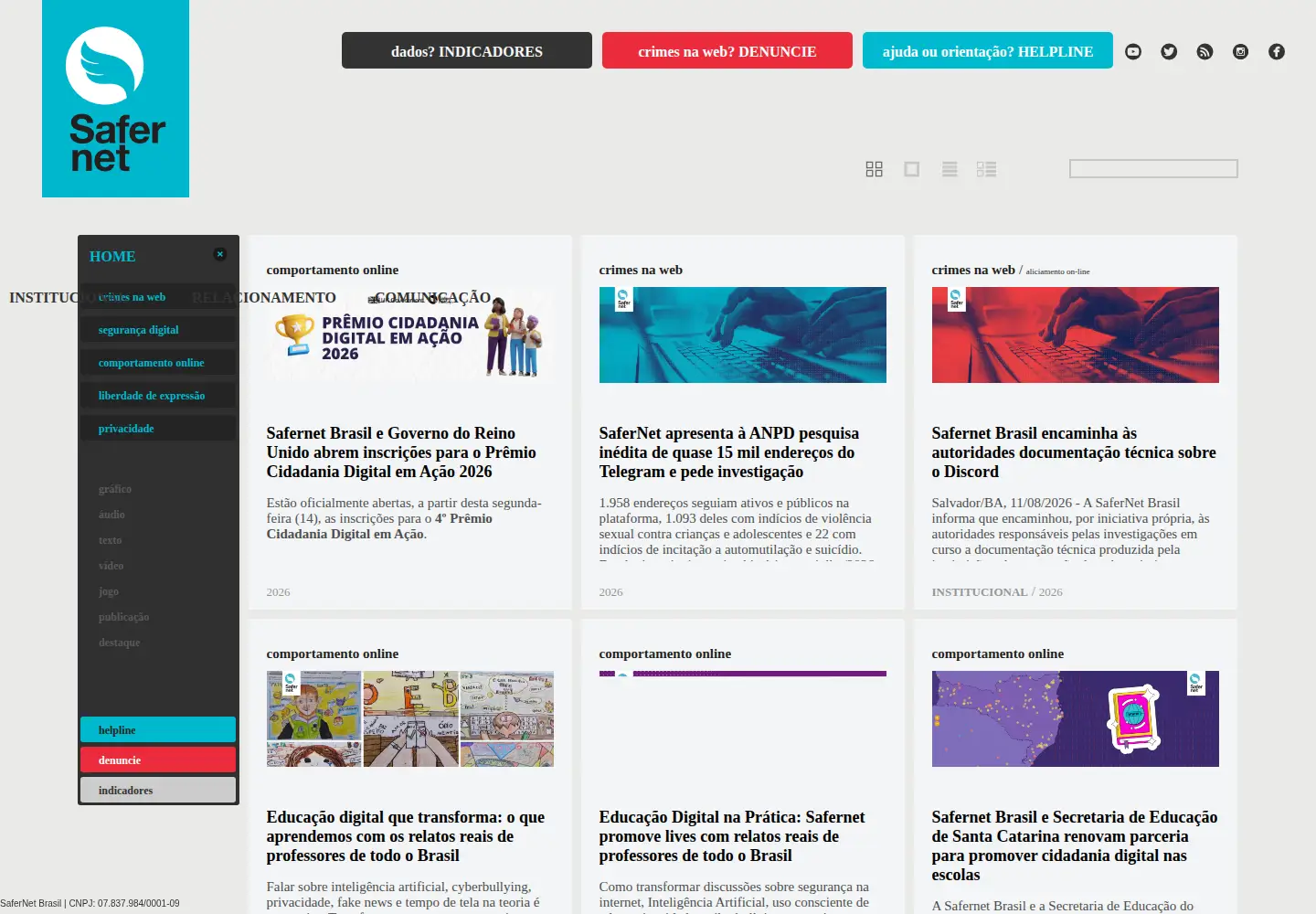 Screenshot of safernet.org.br