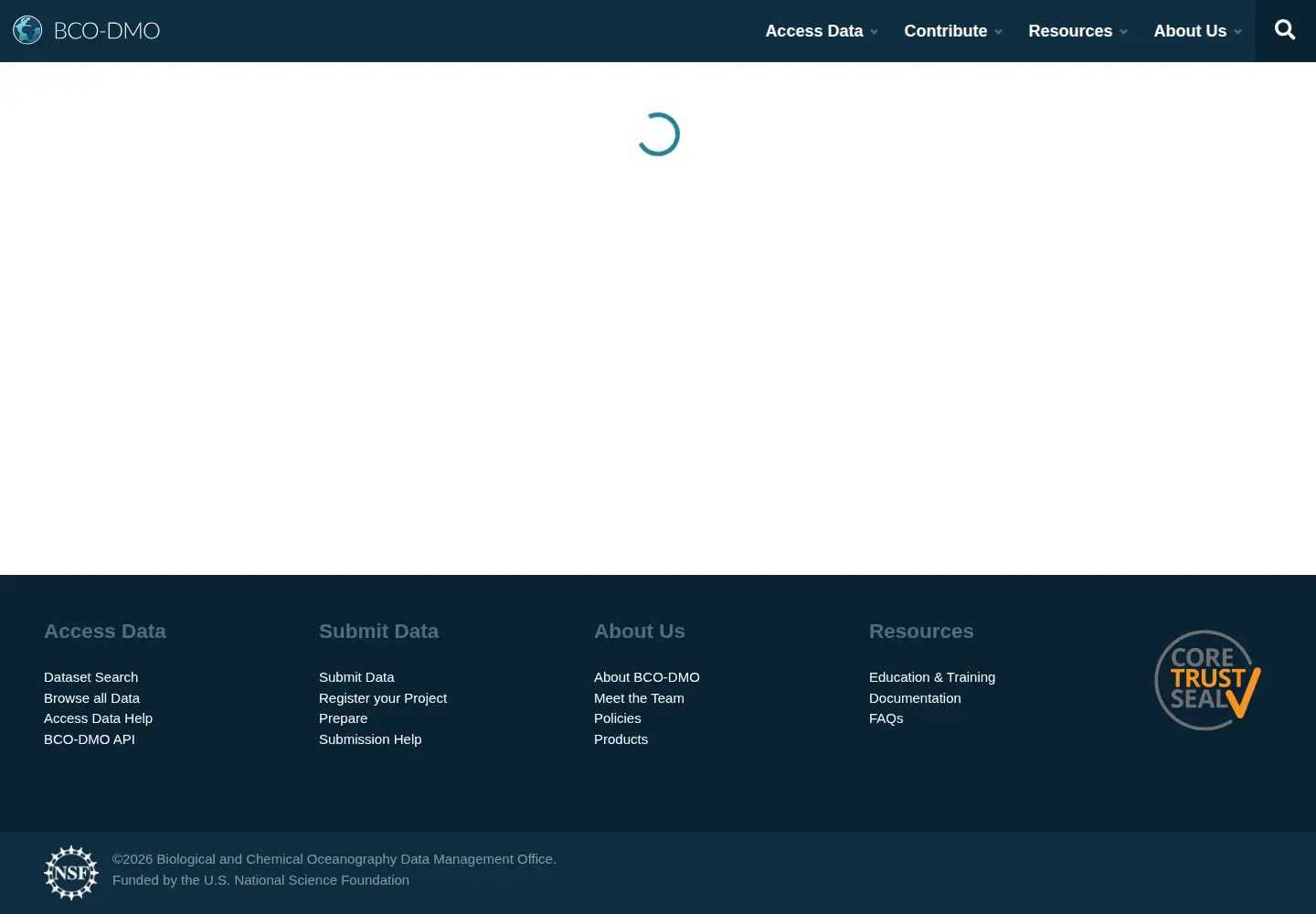 Screenshot of bco-dmo.org