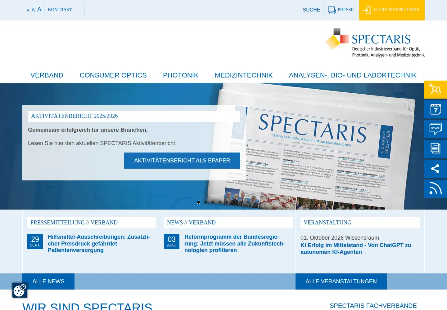 Screenshot of spectaris.de