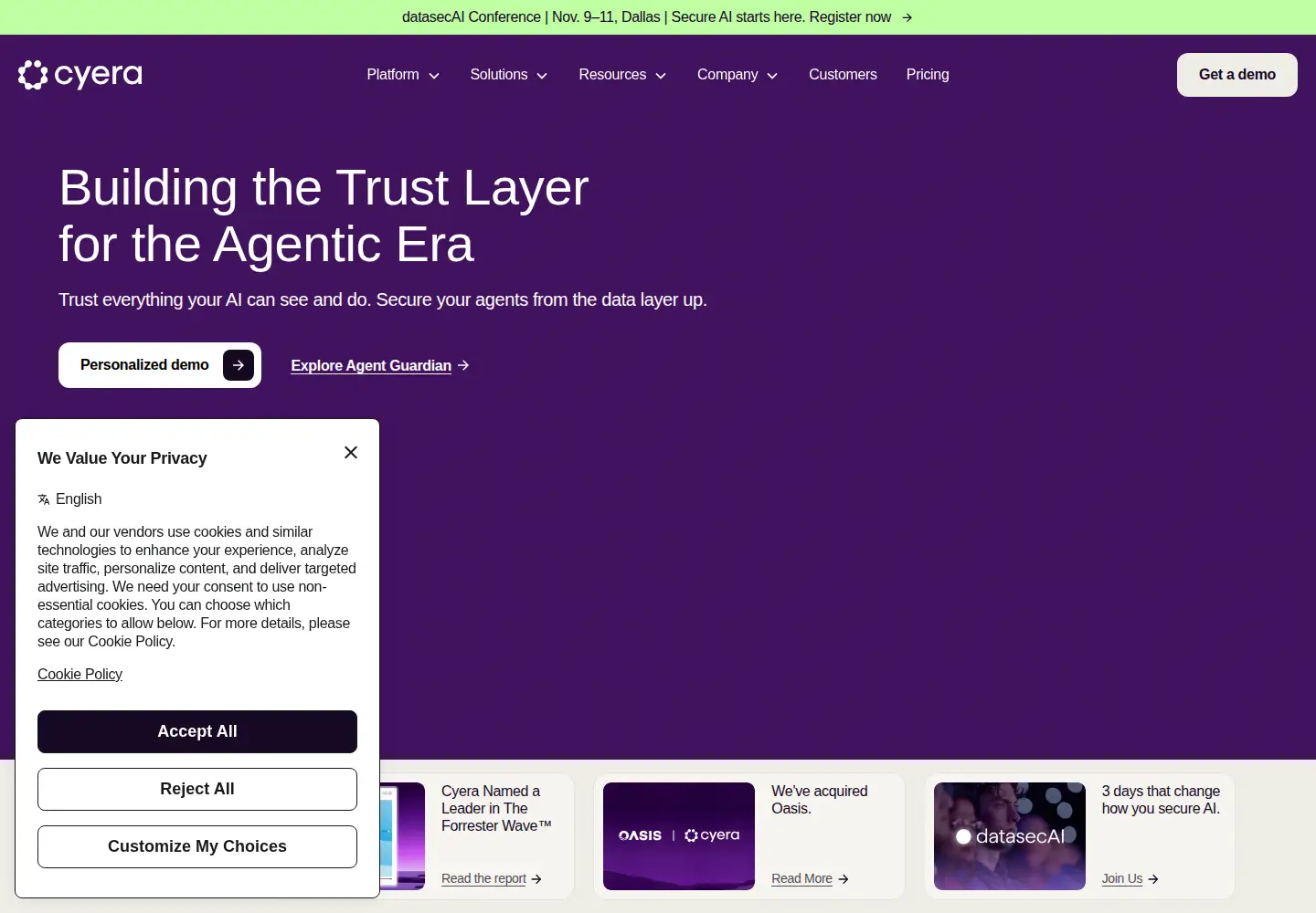 Screenshot of cyera.com