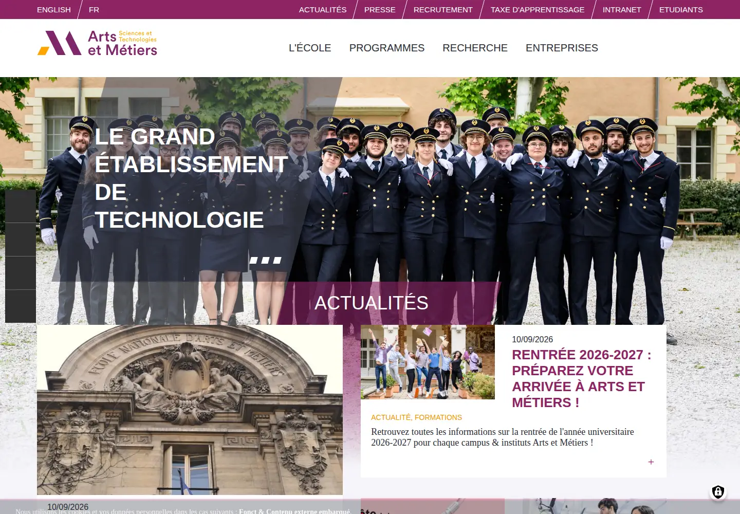 Screenshot of artsetmetiers.fr
