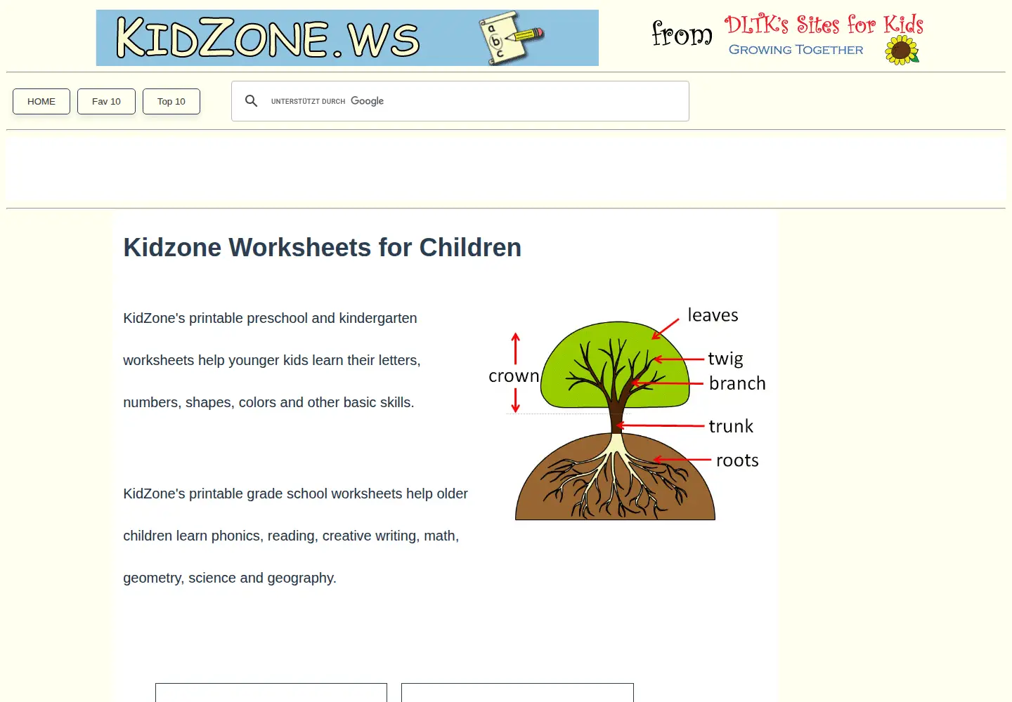 Screenshot of kidzone.ws