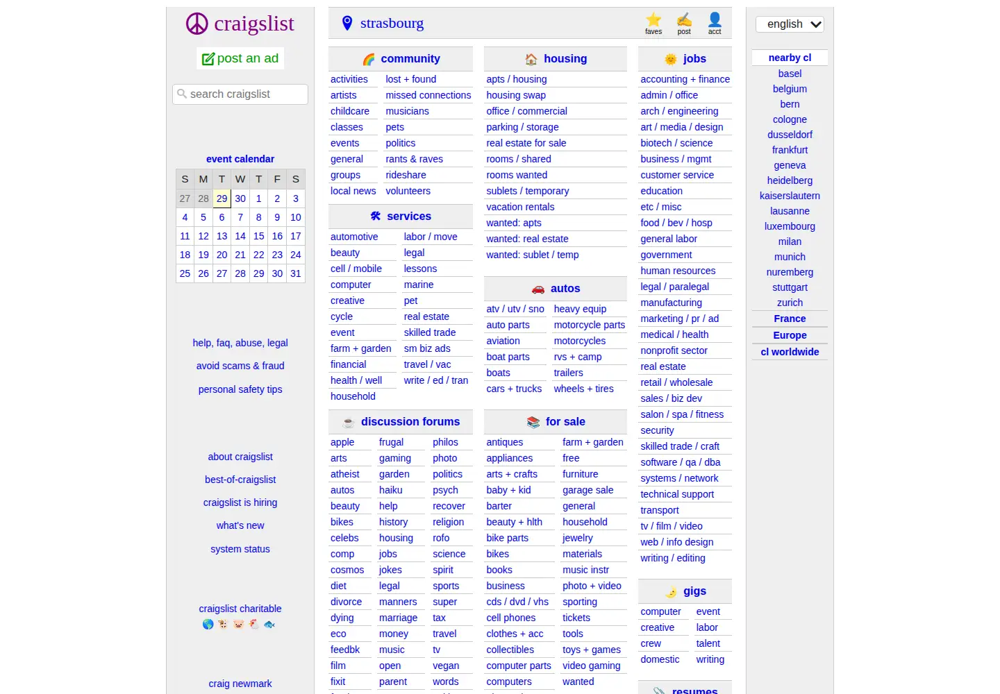 Screenshot of craigslist.org