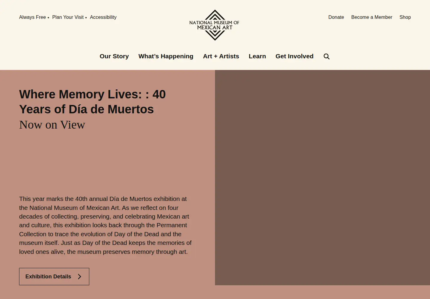 Screenshot of nationalmuseumofmexicanart.org
