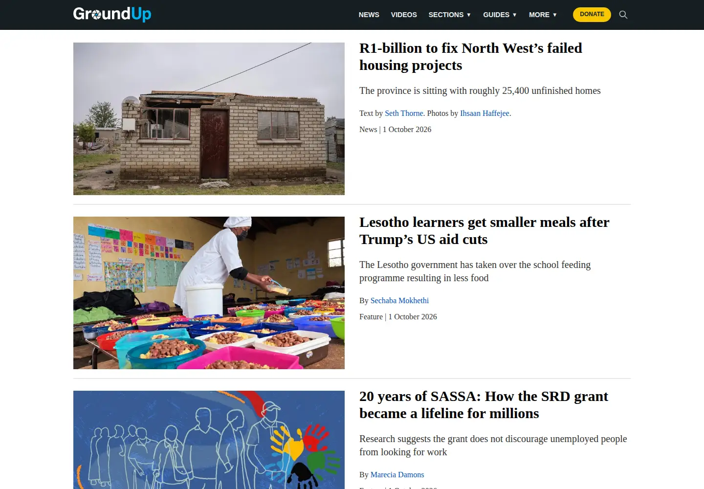 Screenshot of groundup.org.za