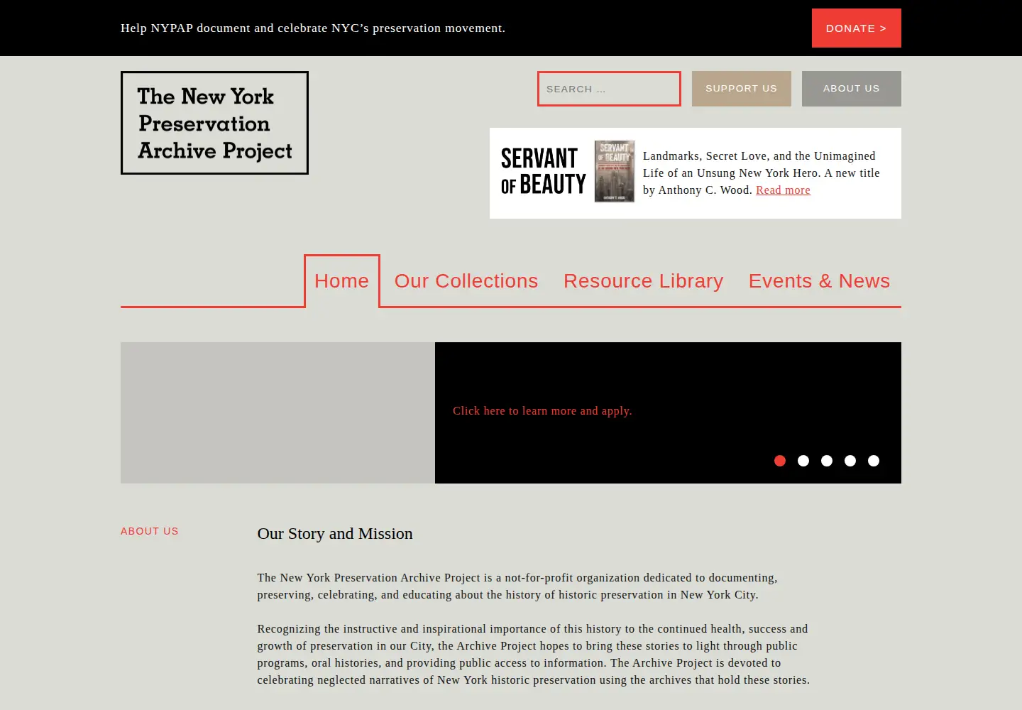 Screenshot of nypap.org