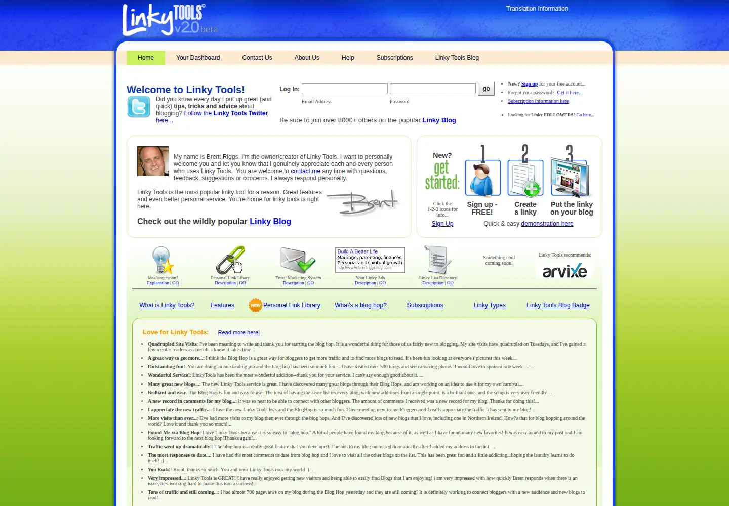 Screenshot of linkytools.com