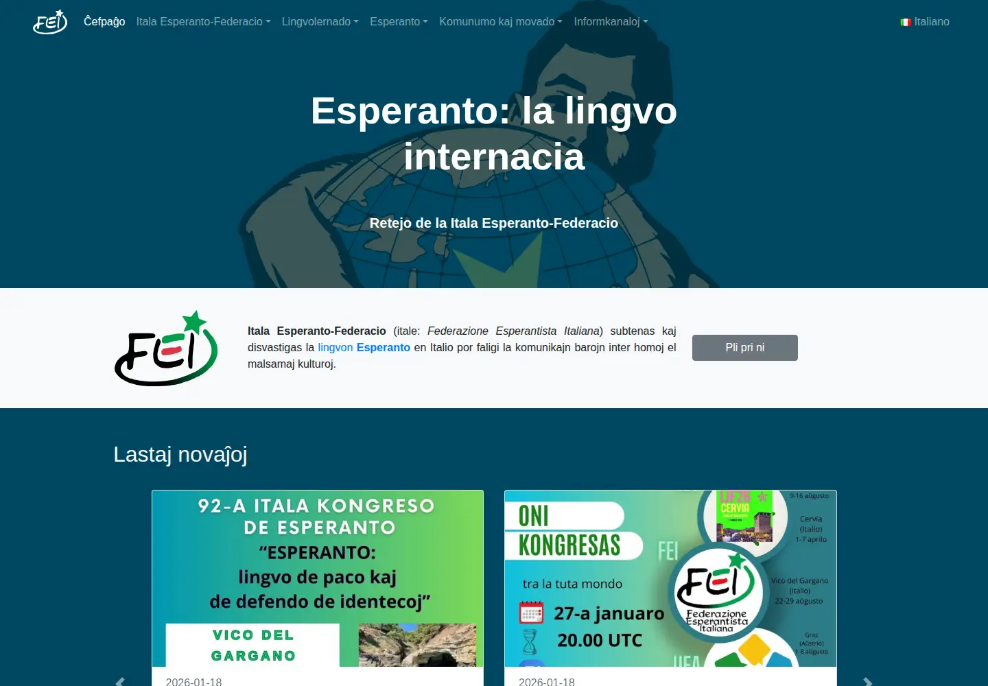 Screenshot of esperanto.it