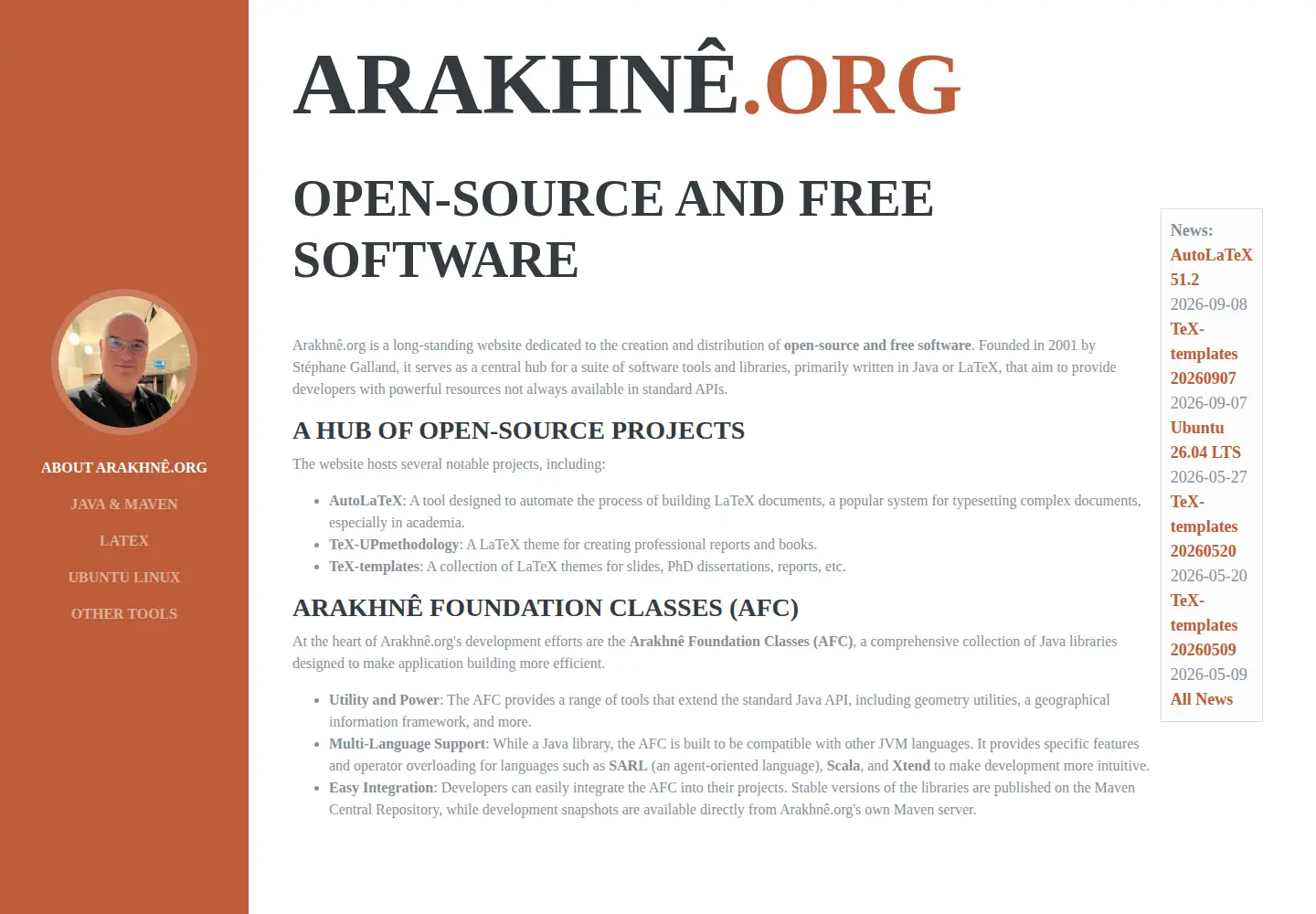 Screenshot of arakhne.org