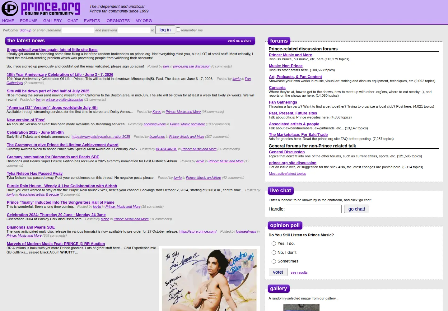 Screenshot of prince.org