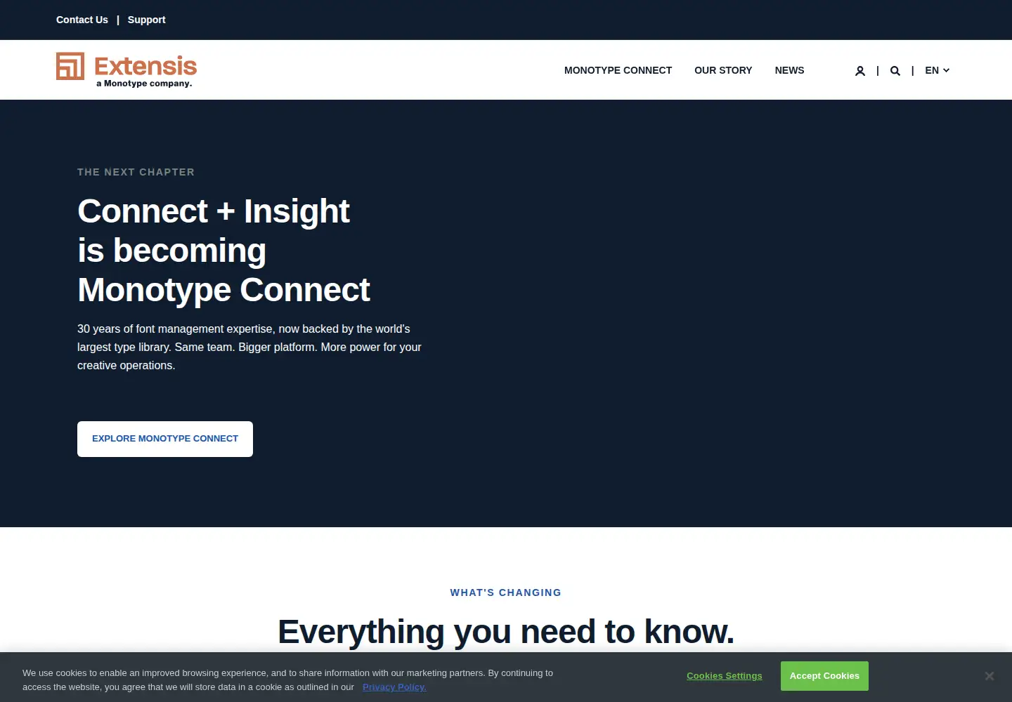 Screenshot of extensis.com