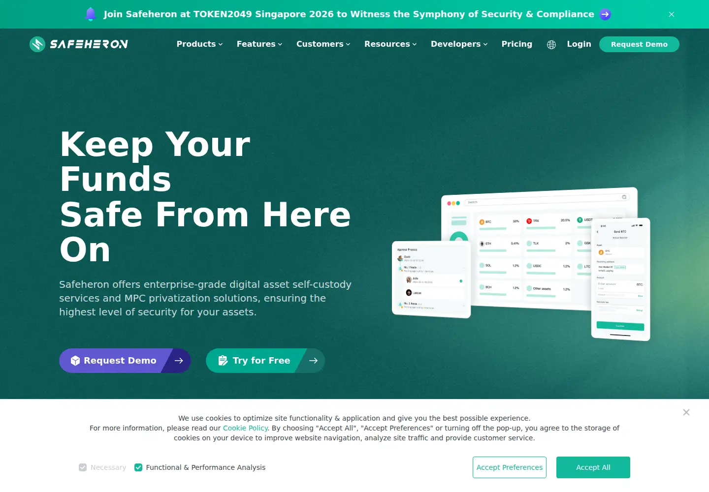 Screenshot of safeheron.com