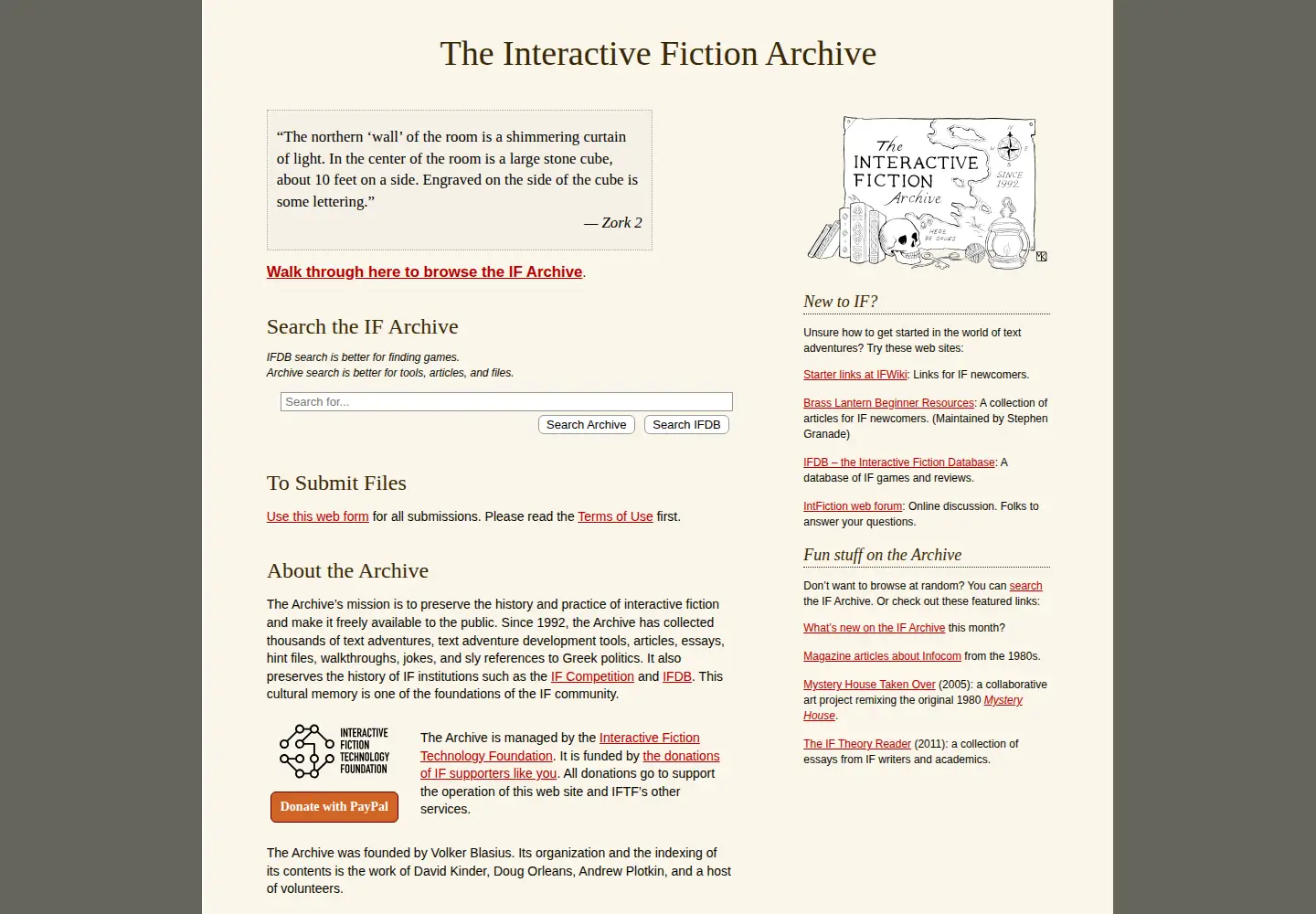 Screenshot of ifarchive.org