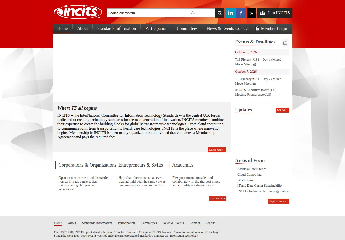 Screenshot of incits.org