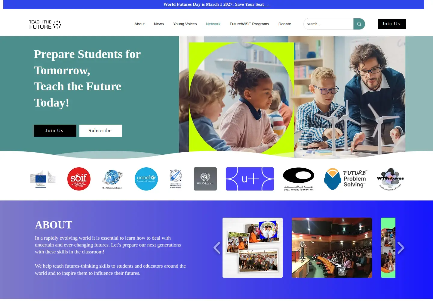 Screenshot of teachthefuture.org