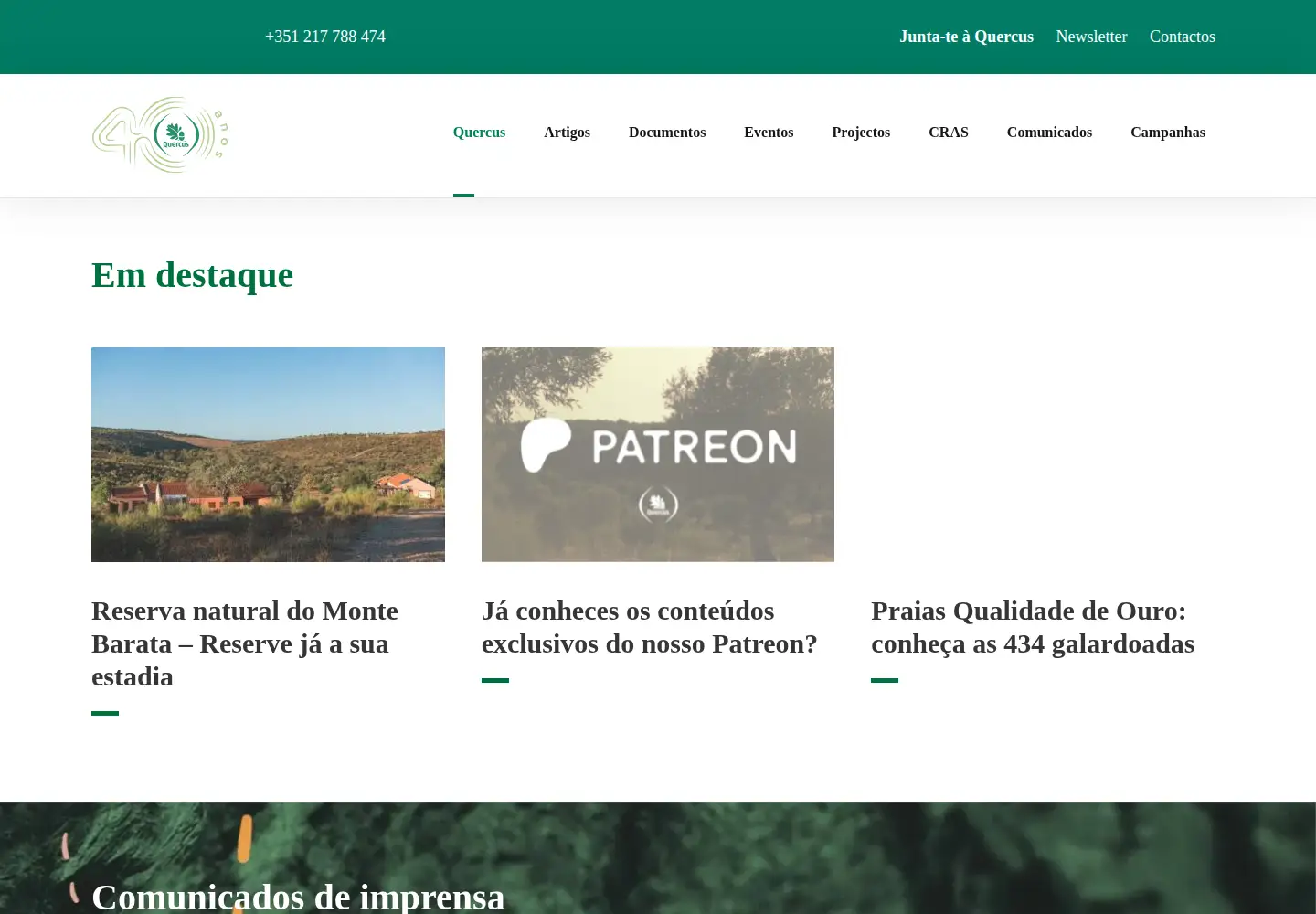 Screenshot of quercus.pt