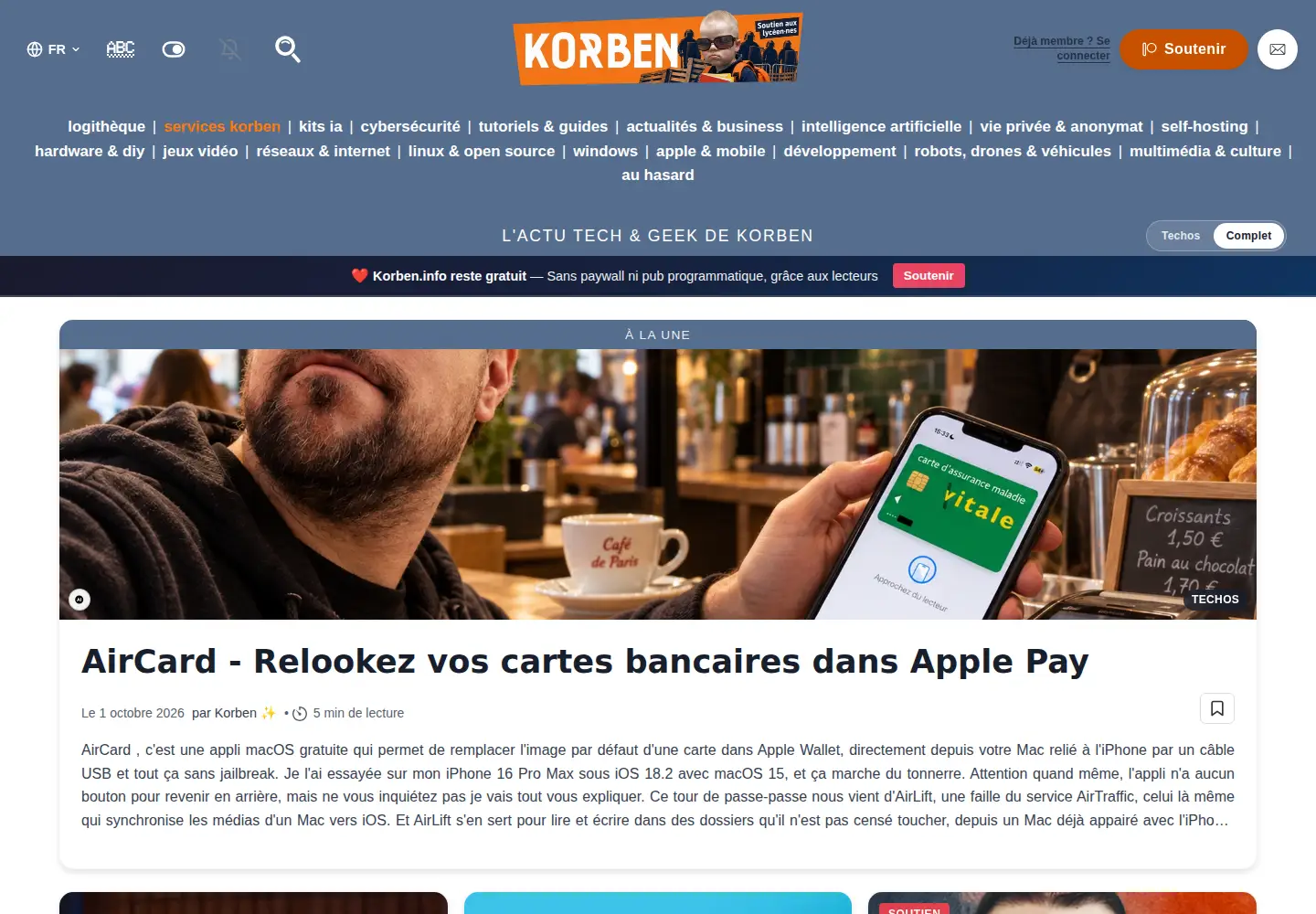 Screenshot of korben.info