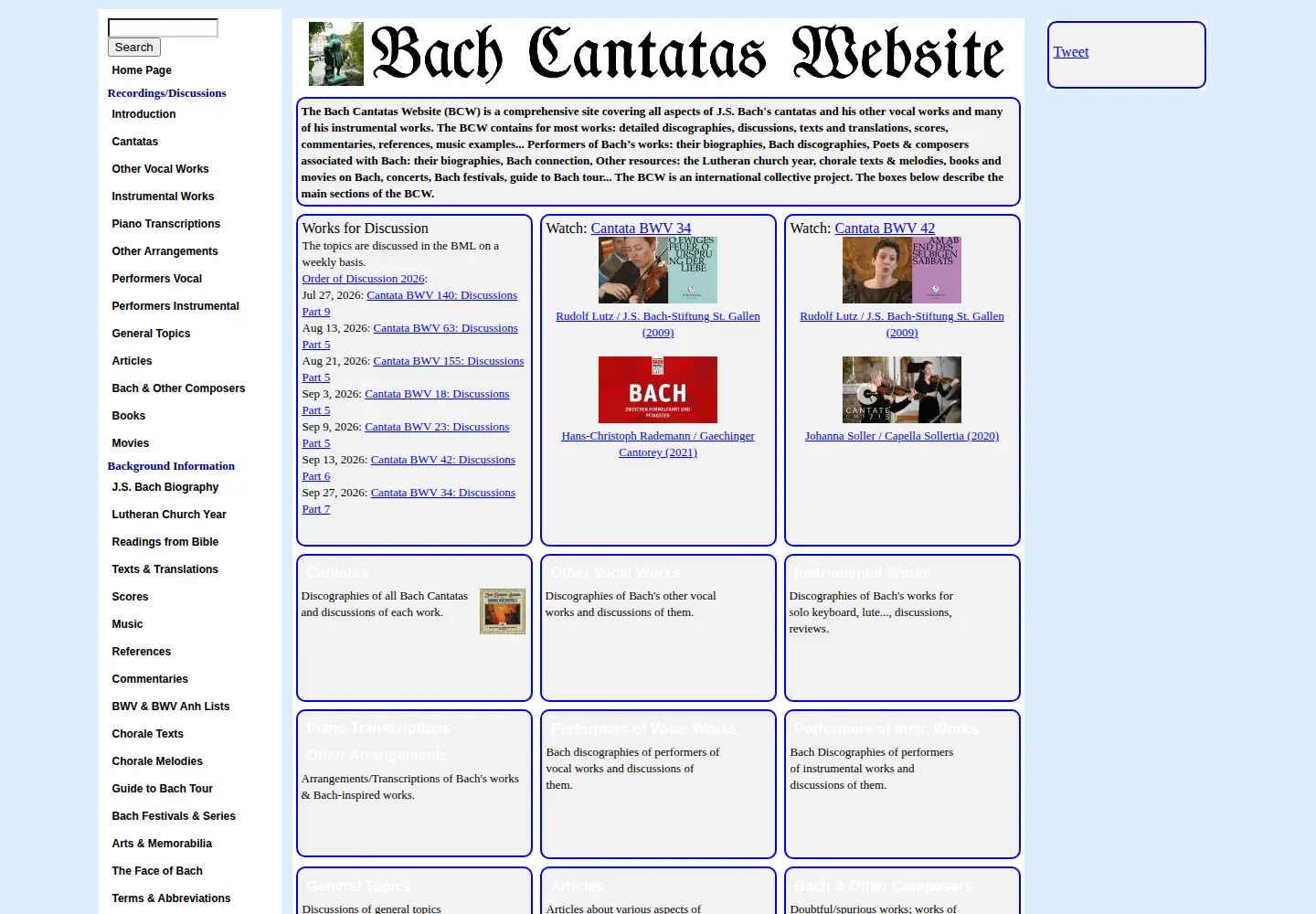 Screenshot of bach-cantatas.com