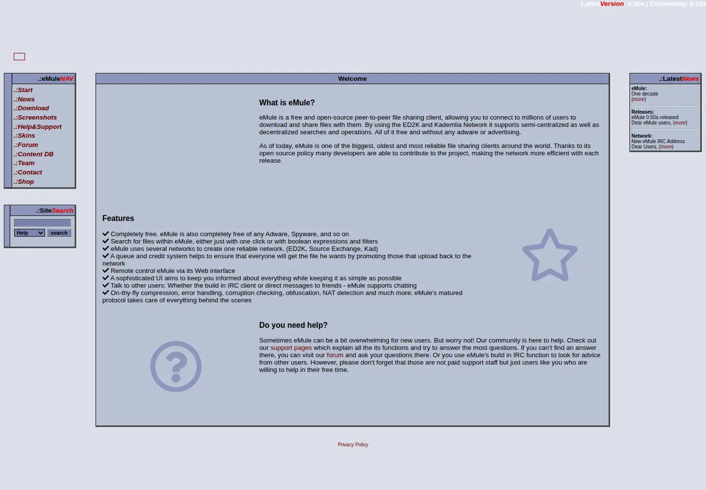 Screenshot of emule-project.net