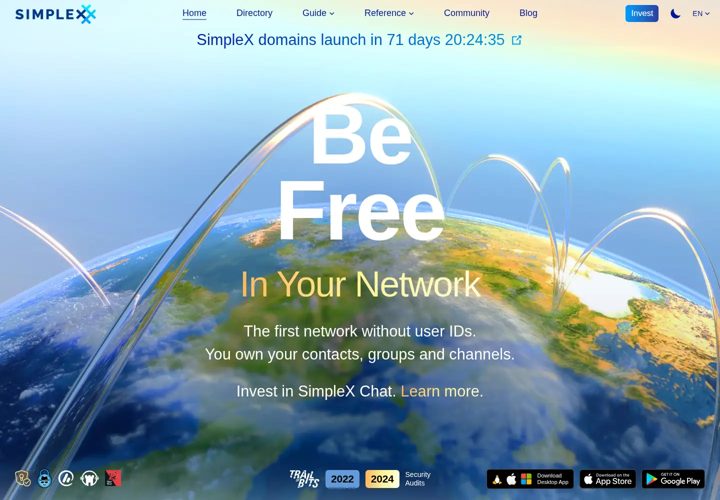 Screenshot of simplex.chat