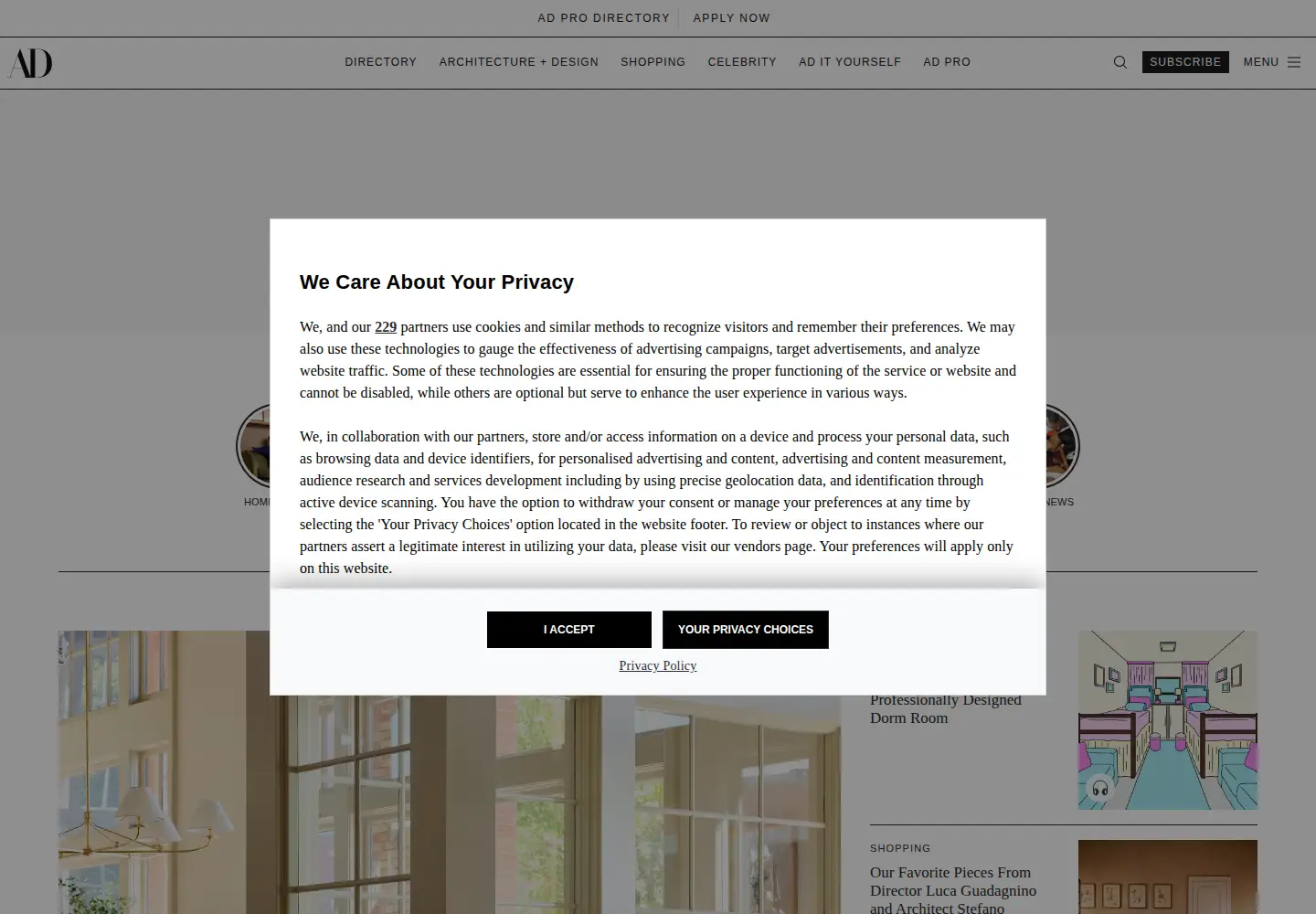 Screenshot of architecturaldigest.com