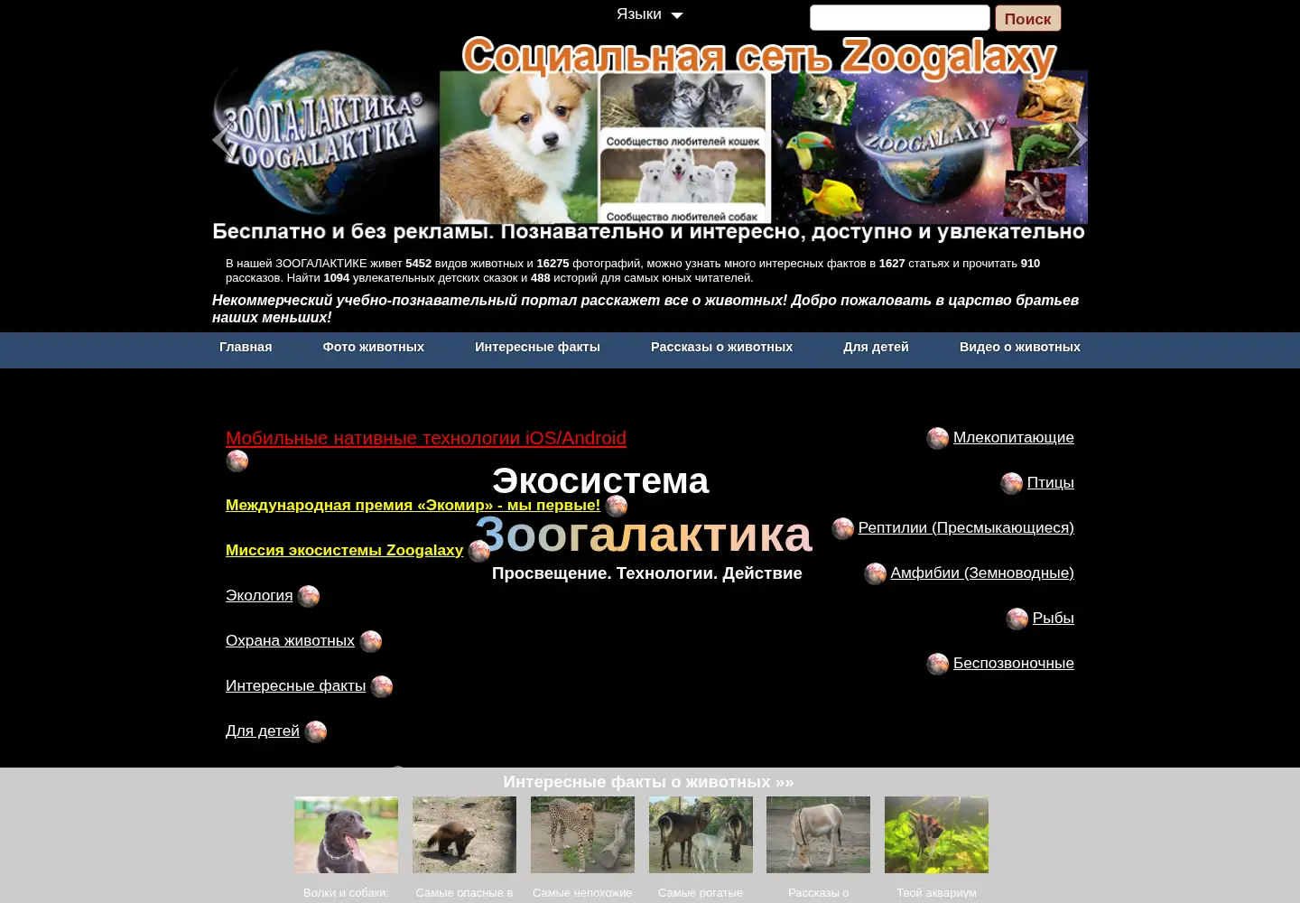 Screenshot of zoogalaktika.ru