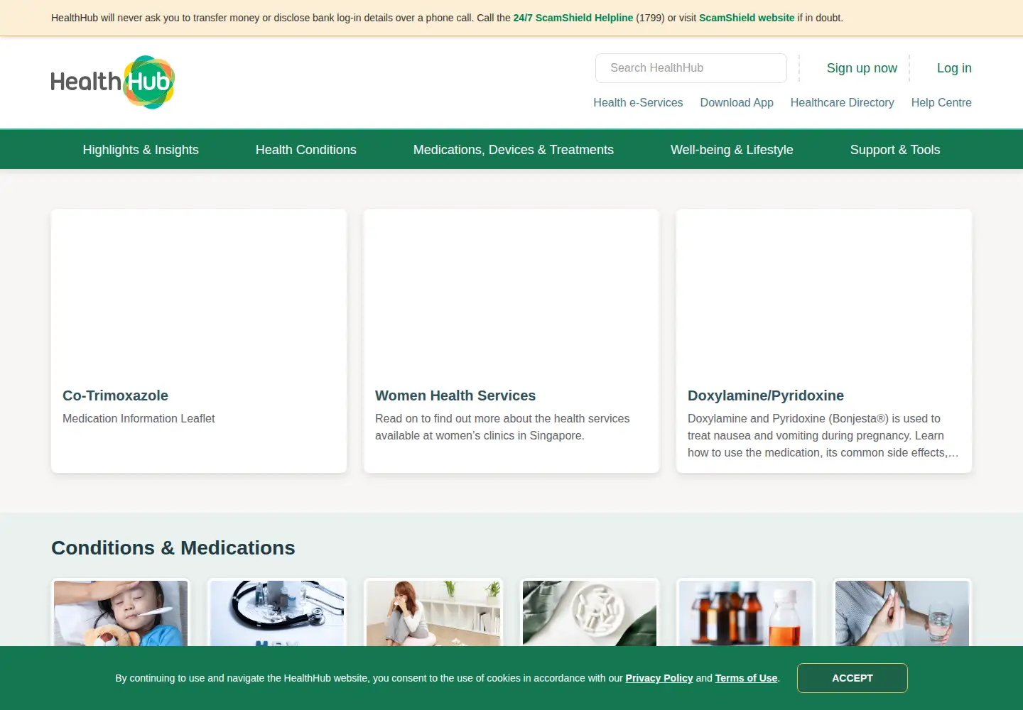 Screenshot of healthhub.sg