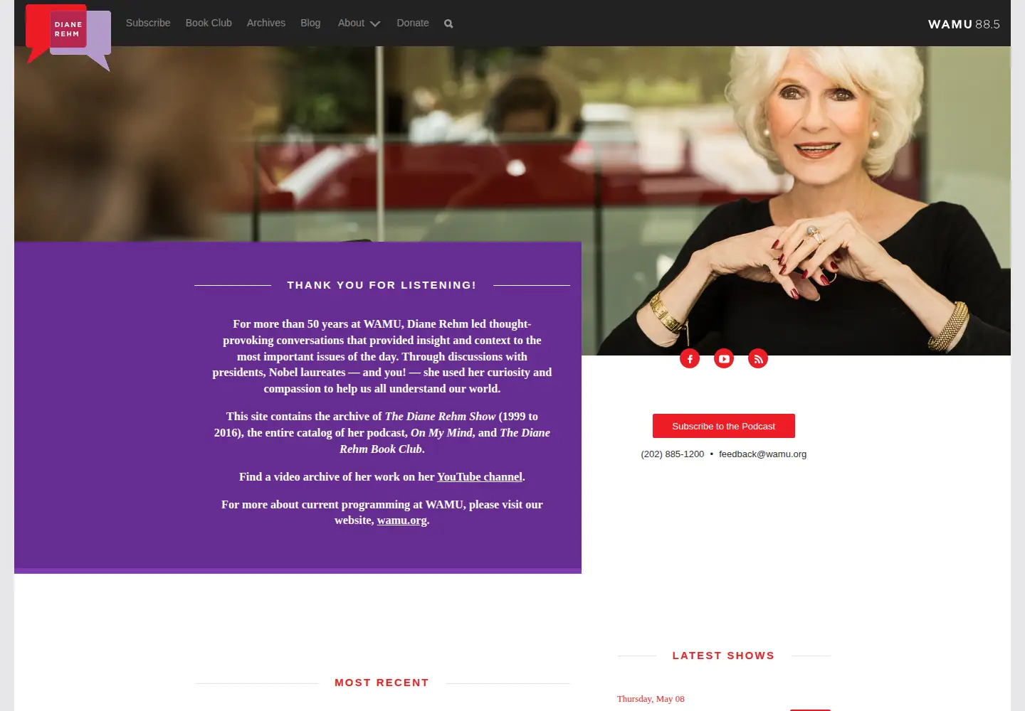 Screenshot of dianerehm.org