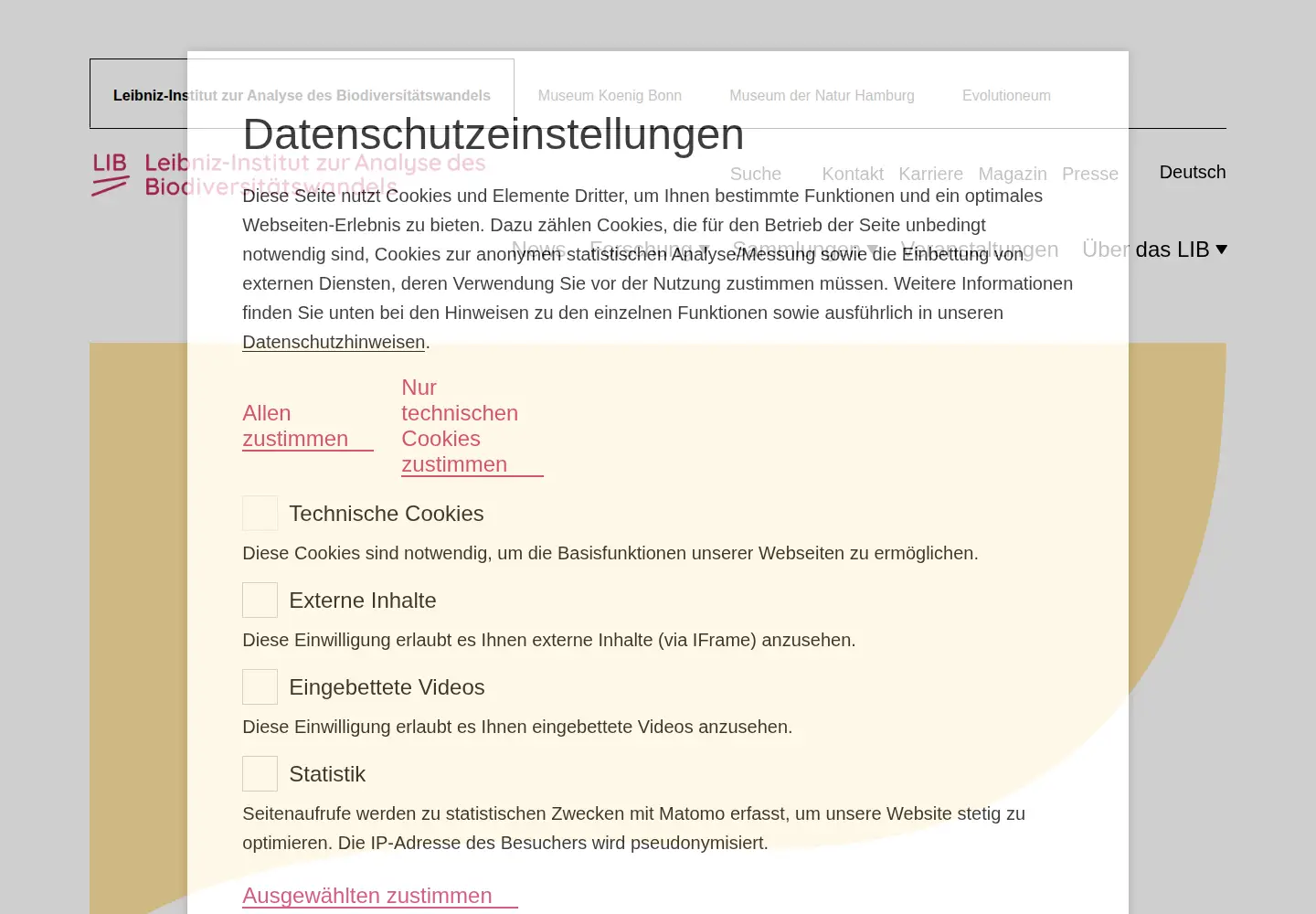 Screenshot of leibniz-lib.de