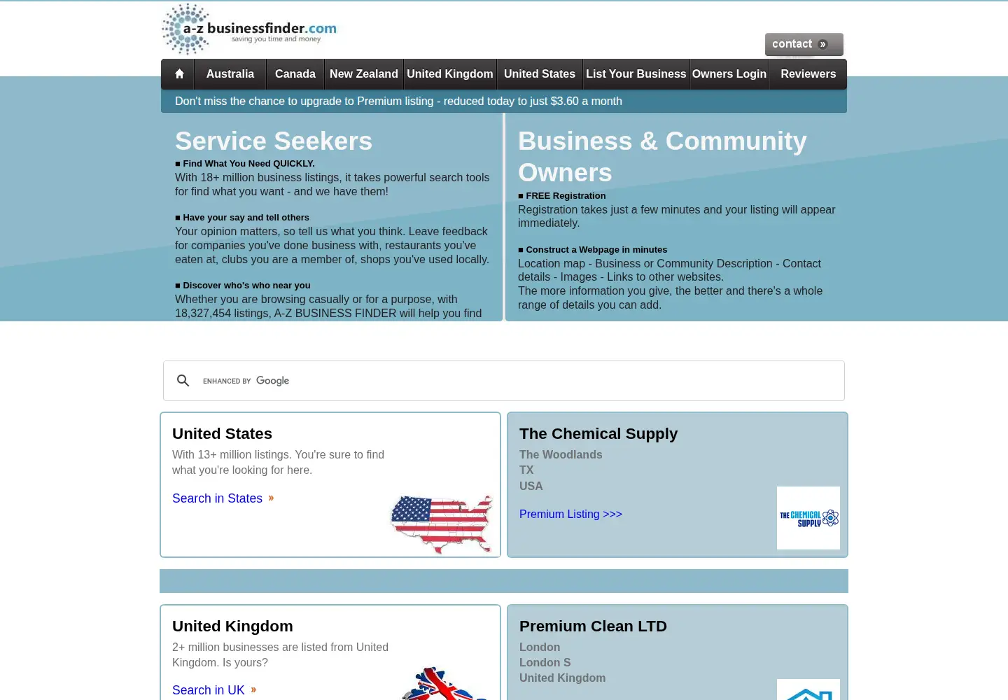 Screenshot of a-zbusinessfinder.com