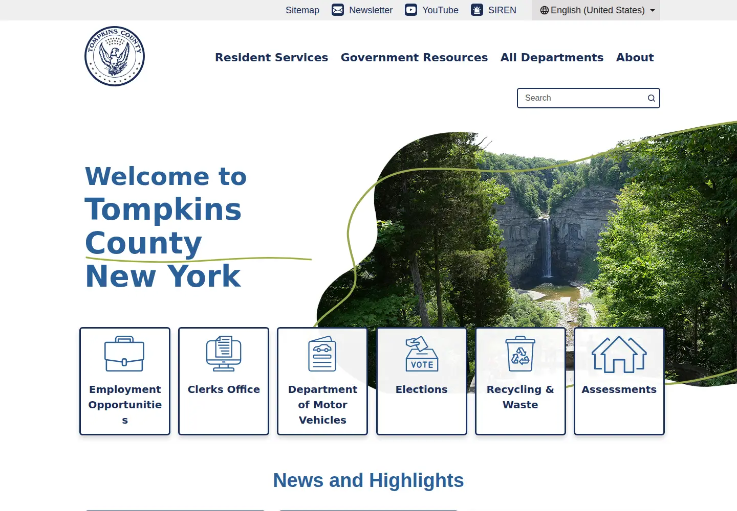 Screenshot of tompkinscountyny.gov