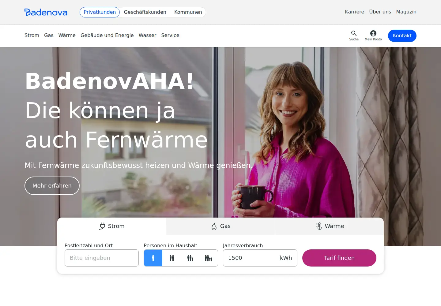 Screenshot of badenova.de
