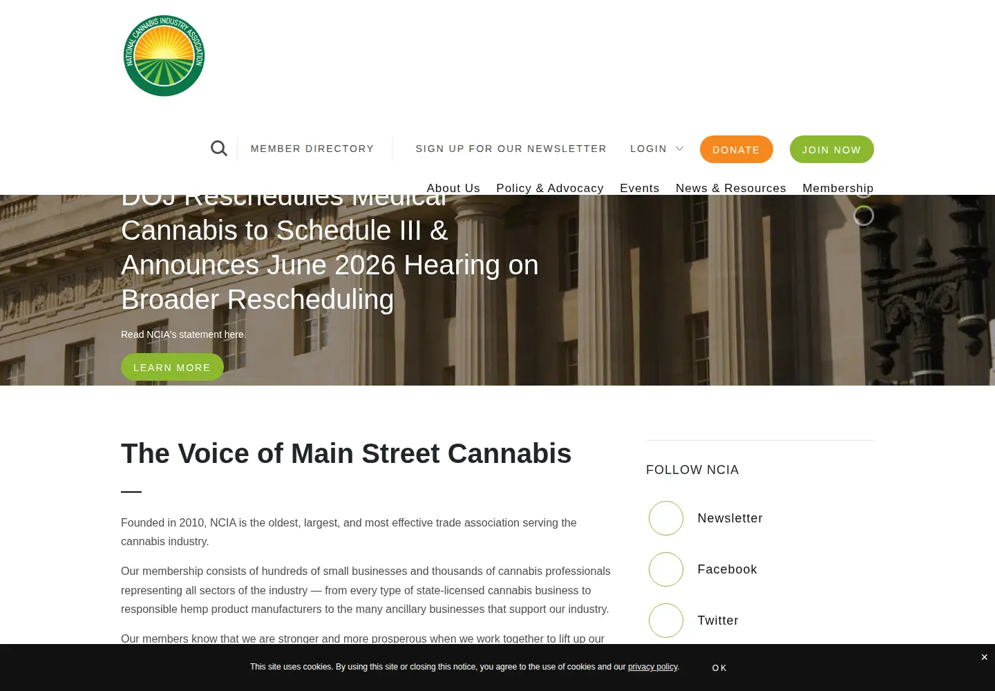Screenshot of thecannabisindustry.org