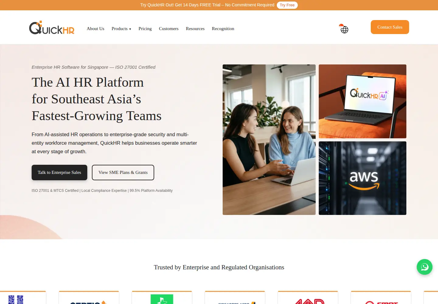 Screenshot of quickhr.co