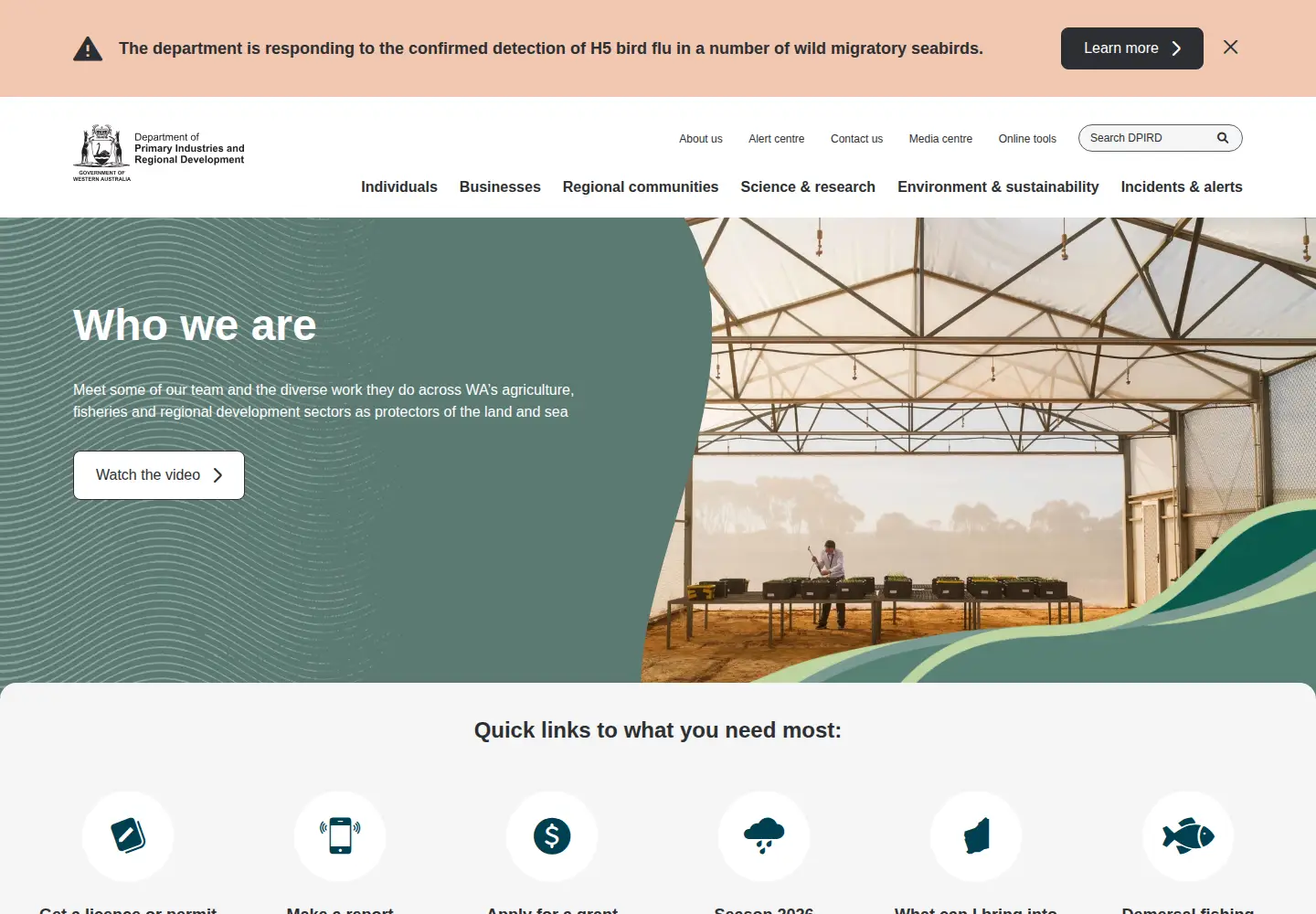 Screenshot of dpird.wa.gov.au