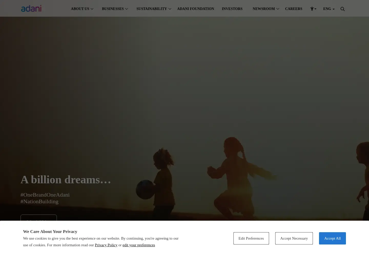 Screenshot of adani.com