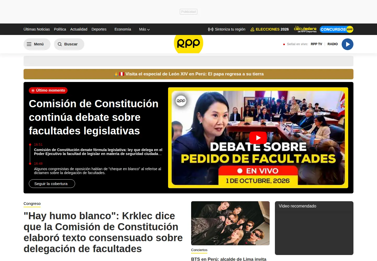 Screenshot of rpp.com.pe