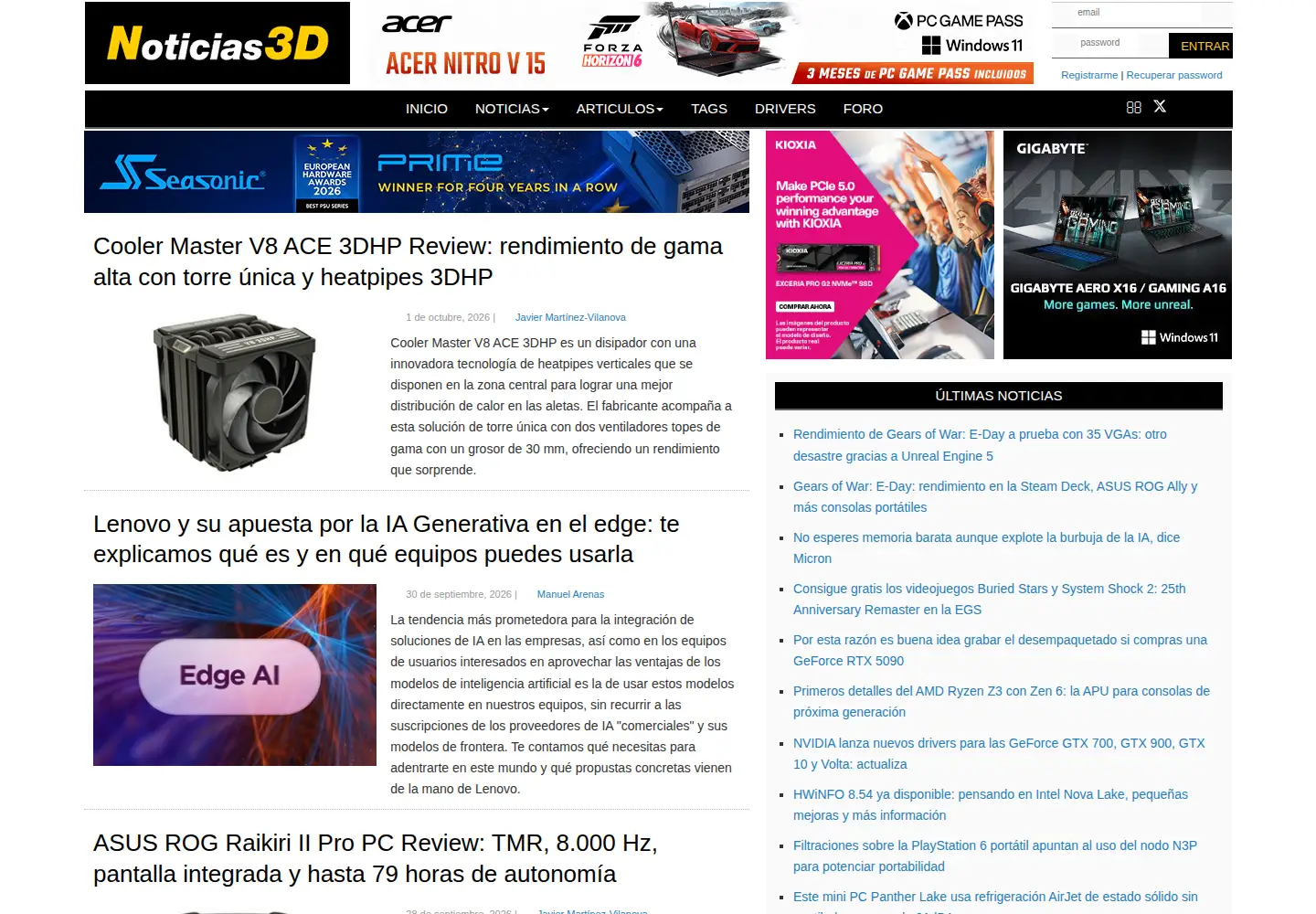 Screenshot of noticias3d.com