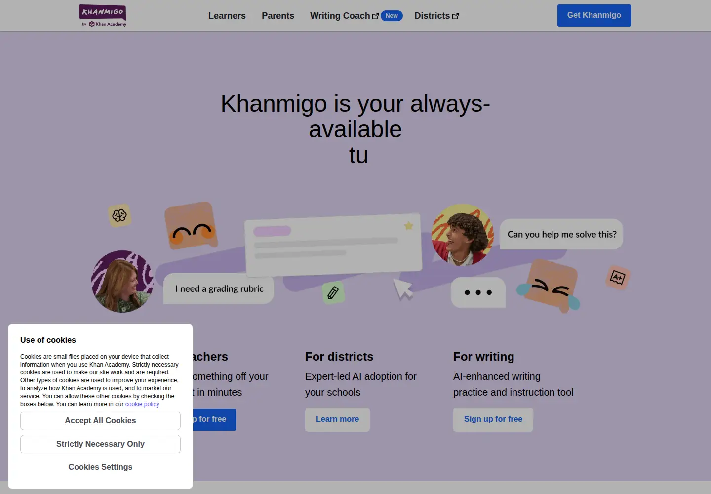 Screenshot of khanmigo.ai