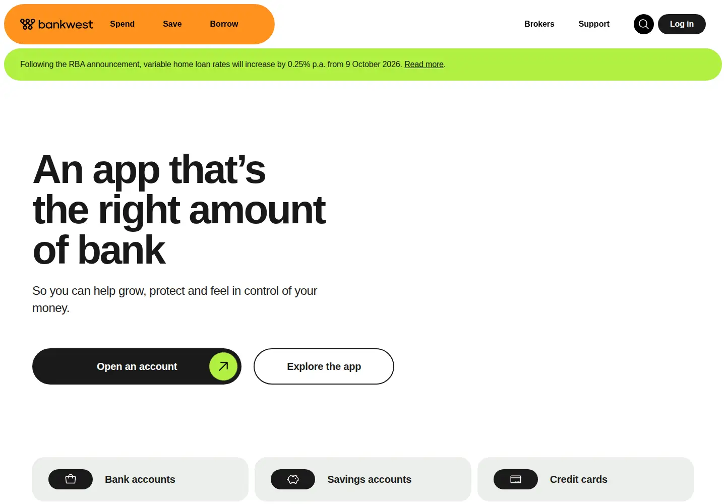 Screenshot of bankwest.com.au