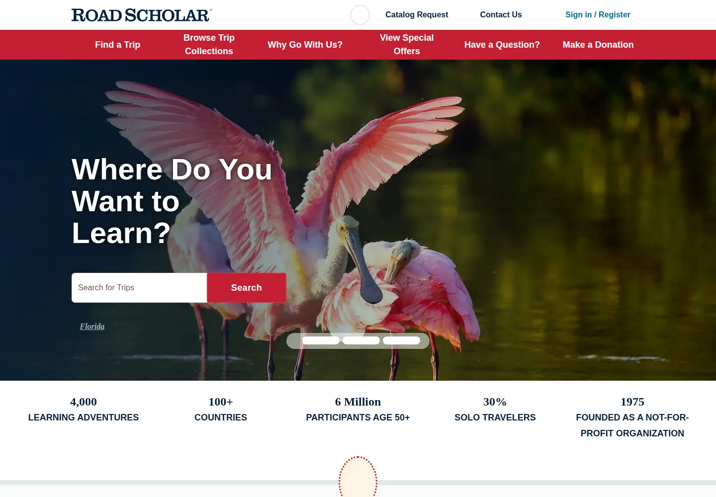 Screenshot of roadscholar.org