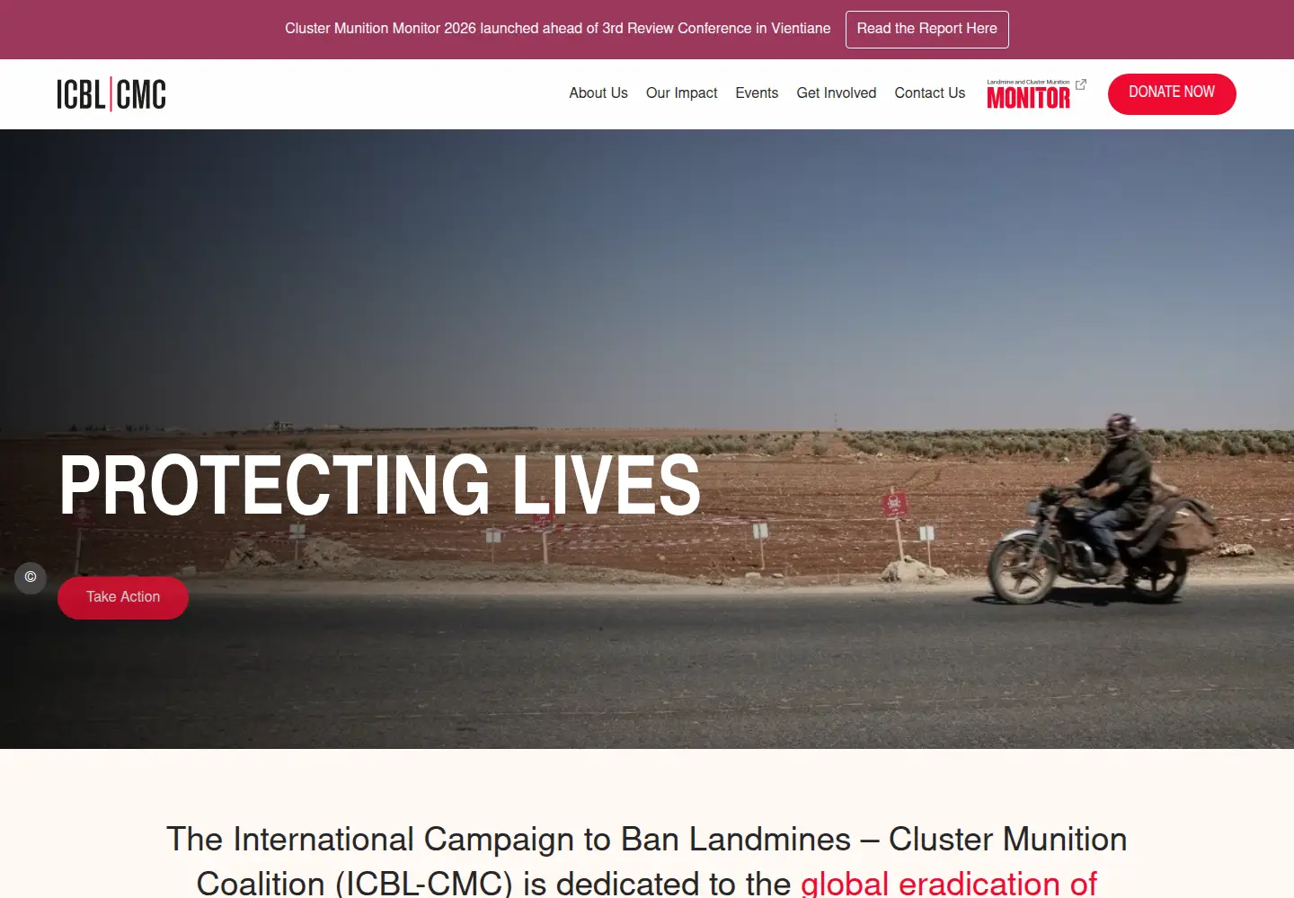 Captured homepage of stopclustermunitions.org in the current scan
