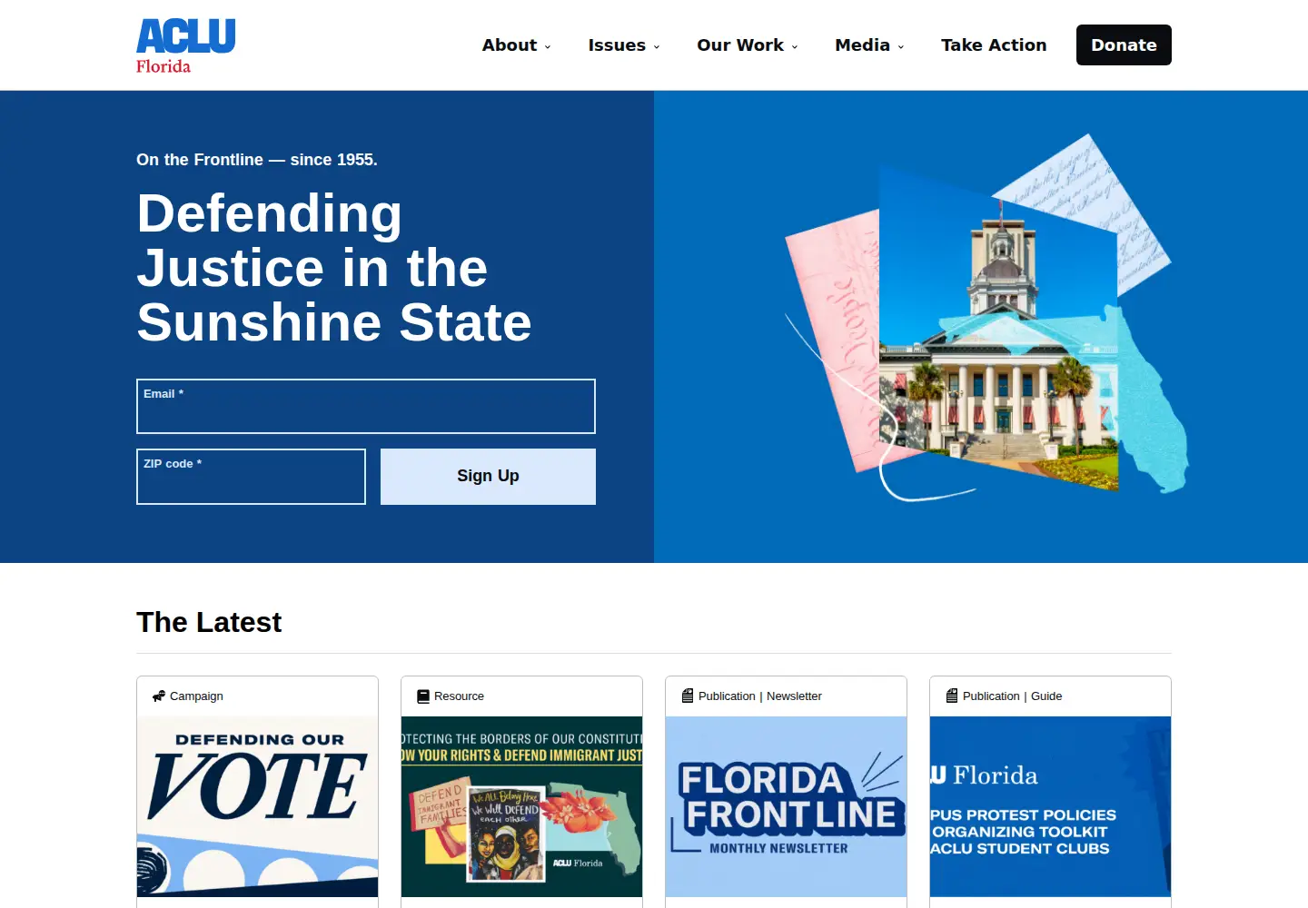 Screenshot of aclufl.org