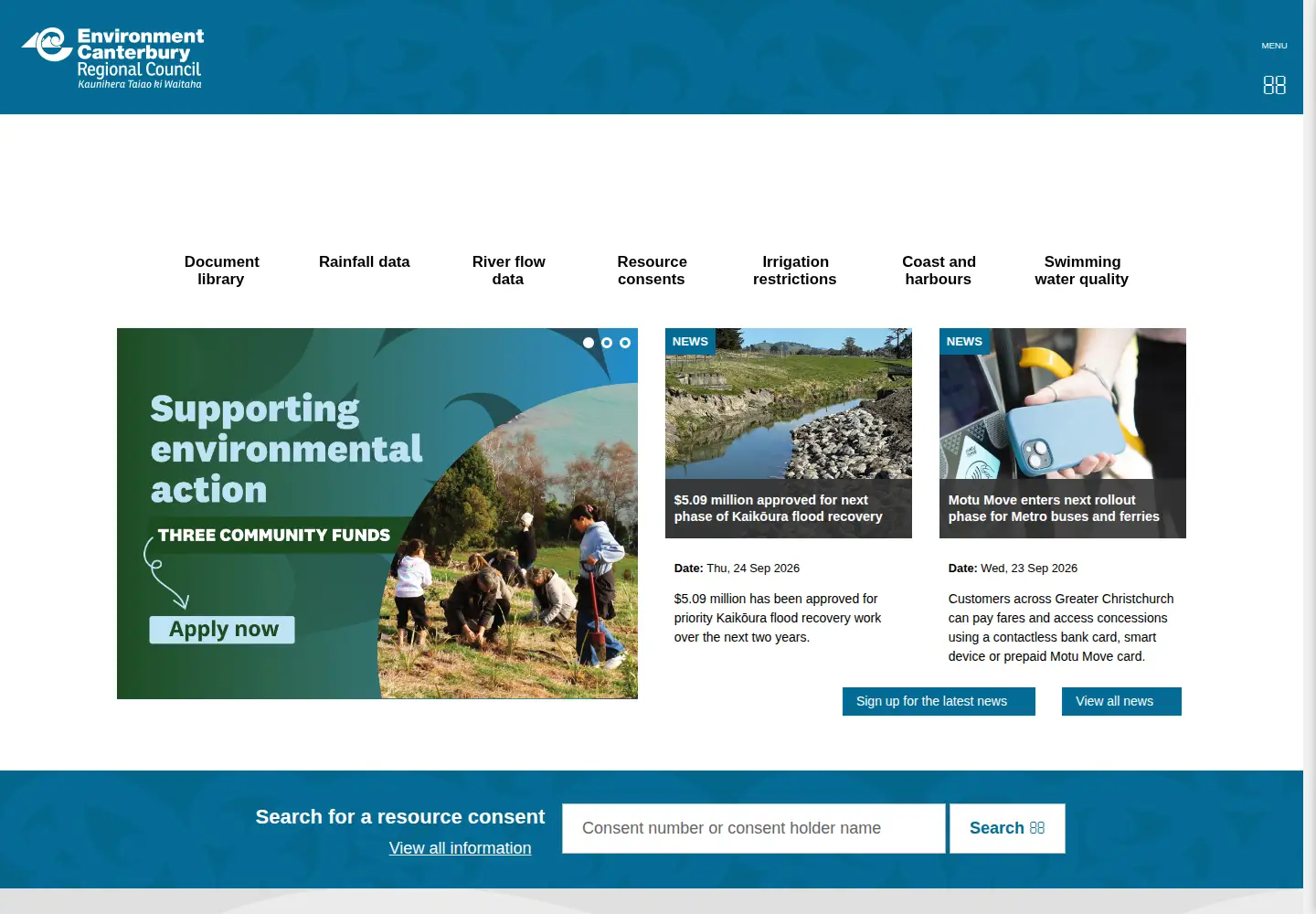 Screenshot of ecan.govt.nz