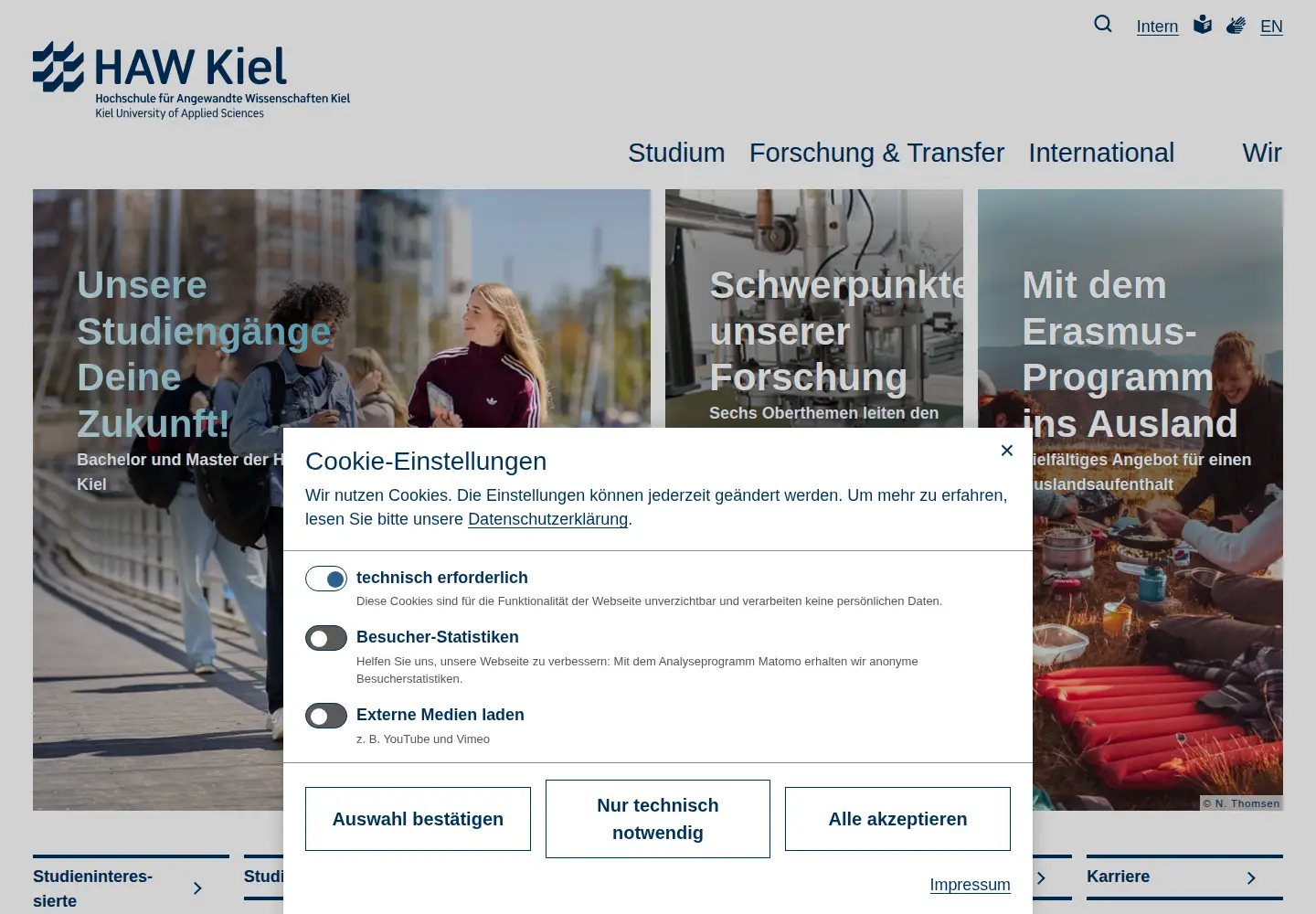 Screenshot of fh-kiel.de