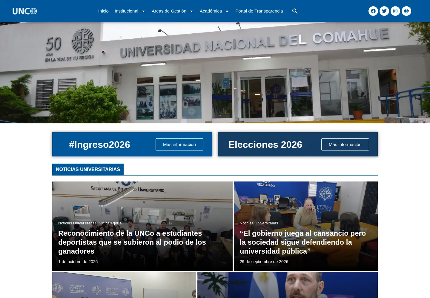 Screenshot of uncoma.edu.ar