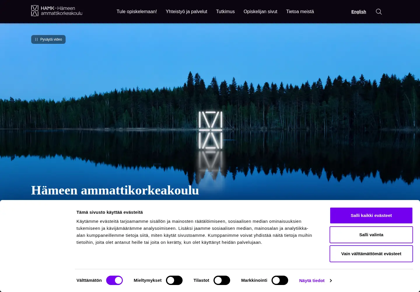 Screenshot of hamk.fi