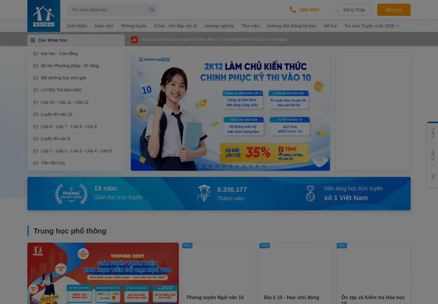 Screenshot of hocmai.vn