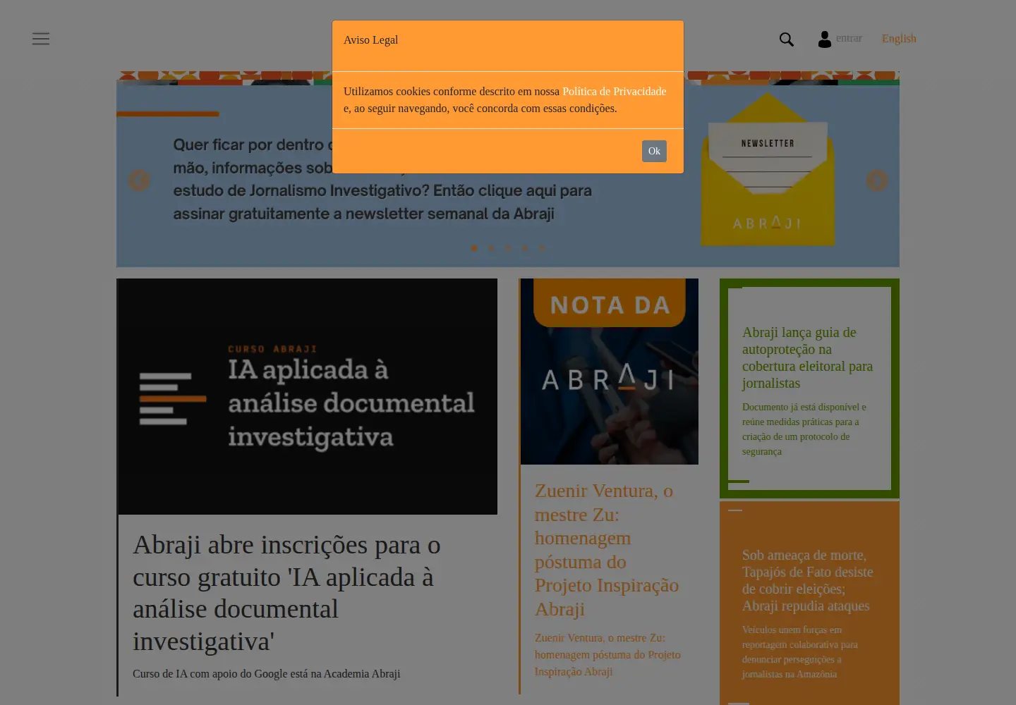 Screenshot of abraji.org.br